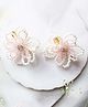 CHOKO Pair Of Crystal & Pearls Embellished Flower On Alligator Hair Clip - Off White & Pink