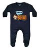 FFlirtygo Full Sleeves Chota Bhai Text Printed Sleepsuit - Navy Blue