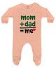 FFlirtygo Cotton Mom And Dad Print Full Sleeves Sleepsuit - Peach
