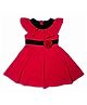 Young Birds Cap Sleeves Yoke Collared Rosette Dress - Pink