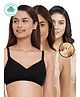 Inner Sense Pack Of 3 Organic Antimicrobial Padded Non Wired Feeding Bra - Beige Black Peach