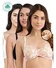 Inner Sense Pack Of 3 Organic Antimicrobial Padded Non Wired Feeding Bra - White Black Peach