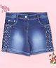 Cutecumber Panel Animal Printed Mid Thigh Length Shorts - Blue