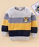 Babyhug Full Sleeves Striped Knit Sweater Tiger Patch- Multicolor