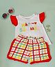 Mi Arcus Baby Girl Cotton Frilled Sleeves Watermelon Print T-Shirt & Check Print Shorts Red