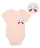 Mi Arcus Short Sleeves Solid Butterfly Print Unisex Onesie - Pink