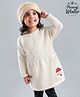 Babyoye Full Sleeves Cable Knit Design Cotton Woollen Dress - Off White