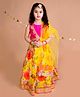 Pspeaches Sleeveless Embellished Choli With Floral Print Lehenga And Dupatta - Pink