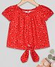 Budding Bees Short Sleeves Floral Print Top - Red