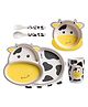 COMERCIO Bamboo Fiber Cartoon Shape Cow Dinner Set Of 5 Pieces - Black & White