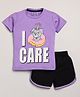 Little Marine Short Sleeves I Donut Print Tee With Shorts - Purple