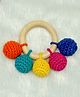 Love Crochet Art Beech Wood Rattle Teether - Multicolour