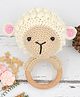 Love Crochet Art Beech Wood Sheep Shape Teether - Cream