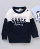 Babyhug Full Sleeves Knit Pullover Text Embroidery - Navy Blue White