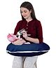 Get It 100% Cotton Breast Feeding Recron Pillow Removable Cover wIth Zip Buckle Adjust Nursing- Navy Blue