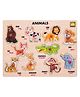 MINDMAKER - Wooden Animals Puzzle with Knobs Educational and Learning Toy Multicolour - 10 Pieces