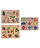 MINDMAKER Animals Fruits Shapes Wooden Knob & Peg Puzzle - 27 Pieces