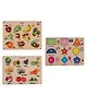 MINDMAKER Shapes Fruit Vegetables Wooden Knob & Peg Puzzle - 29 Pieces