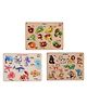 MINDMAKER Fruit Animals Aquatic Animals Wooden Knob & Peg Puzzle - 27 Pieces