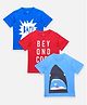 Lilpicks Couture Pack Of 3 Half Sleeves Beyond Cool Print Tee - Blue And Red