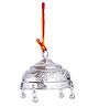 Dhruvs Collection BIS Hallmarked 925 Silver Carved Chatra For God & Temple With Attached Hook & Ghunghroo Medium Silver - 7.8 gm