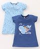 Babyhug Half Sleeves Nighty Star & Whale Print Pack of 2 - Blue