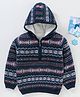 Babyhug  Blend Full Sleeves Hooded Sweater - Blue