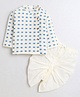 Polka Tots Full Sleeves Elephant Printed Angarkha Kurta With Solid Dhoti - Cream
