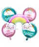 JOHRA Happy Birthday Foil Rainbow Decoration - Pack of 5
