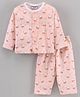 Wonderchild Cotton Woven Full Sleeves All Over Rabbits Printed Night Suit - Peach