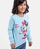 Babyhug Full Sleeves Knit Sweatshirt With Minnie Mouse Graphics- Sky Blue