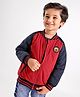 Babyhug Full Sleeves Bomber Jacket Color Block - Red
