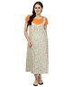 Kinetic Half Sleeves Dungaree Style Nighty - Cream & Orange