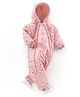 Babyhug Full Sleeves Winter Wear Hooded Romper Heart Print - Pink