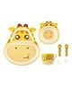 Vellique Cartoon Animal Giraffe Bamboo Fiber Dinnerware Plate and Bowl Set of 5 Pcs - Multicolor