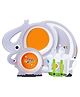 Cartoon Animal Elephant Bamboo Fiber Dinnerware Plate and Bowl Set for Kids Toddler Plate Bowl Cup Spoon Fork Eco Friendly Non Toxic Self Feeding Baby Utensil Set of 5 Pcs - Multicolor
