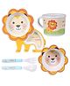 VELLIQUE Cartoon Animal Lion Bamboo Fiber Dinnerware Set of 5 - Multicolor