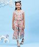 Biba Peach Cotton Straight Jumpsuit With Round Neckline