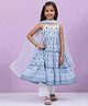 Biba Blue Cotton Flared Suit Set Combines Kurta  Pants  Dupatta And Mask