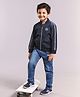 Babyhug Full Sleeves Solid Light Weight Bomber Jacket - Navy