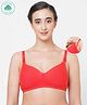 ECOMAMA Organic Cotton & Bamboo Antimicrobial Padded Non Wired Solid Feeding Bra - Red