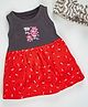 Kidi Wav Sleeveless Bear And Cherry Printed Dress - Grey Red