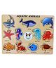 ENJUNIOR BOX -  Wooden Aquatic Animals Puzzle without Knobs Educational and Learning Toy for Kids