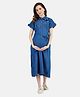 KOI Solid Print Half Sleeves With Button Closure Maternity Dress - Dark Blue