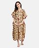KOI Floral Print Half Sleeves Maternity Kaftan Style Dress - Cream