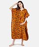 KOI Floral Print Half Sleeves Maternity Kaftan Style Dress - Orange