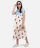 KOI Rose Printed Half Sleeves Button Closure Maternity Dress - Red