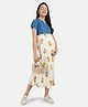 KOI Rose Printed Half Sleeves Button Closure Maternity Dress - Yellow