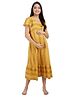 KOI Striped Print Half Sleeves Maternity Dress  - Mustard Yellow