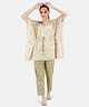 KOI Paisley Printed Three Fourth Sleeves Top With Pyjama - Yellow